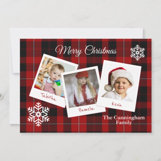 Cunningham Karierte Weihnachts-Multi-Foto-Karte Einladung (Vorderseite)
