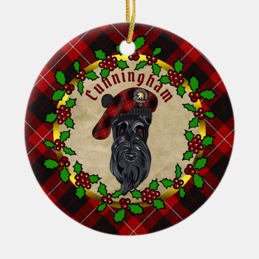 Cunningham Scottie Dog Christmas Keramik Ornament (Vorne)