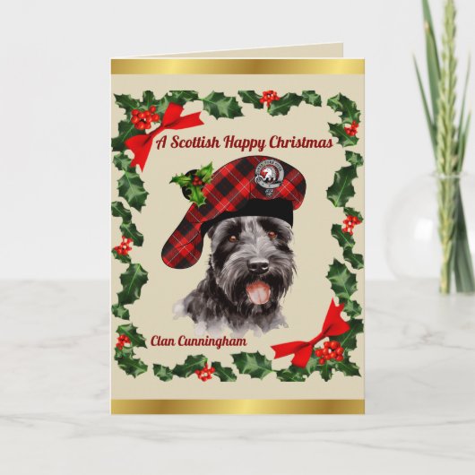Cunningham Scottie Dog Personalized Xmas Karte (Vorderseite)
