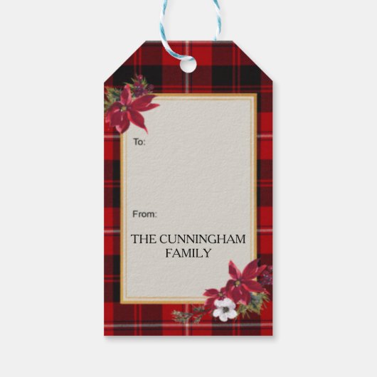 Cunningham Scottish Clan Tartan & Crest Geschenkanhänger (Rückseite)