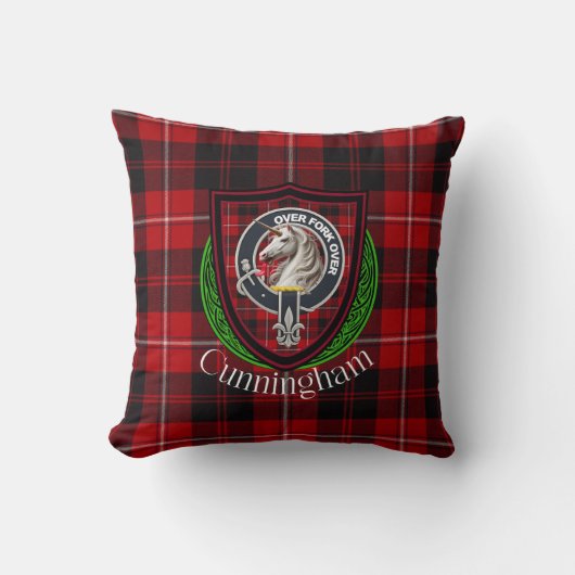 Cunningham Scottish Clan Tartan & Crest Kissen (Vorderseite)