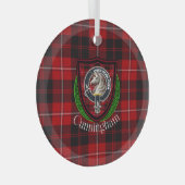 Cunningham Scottish Clan Tartan & Crest Ornament Aus Glas (Vorderseite Rechts)