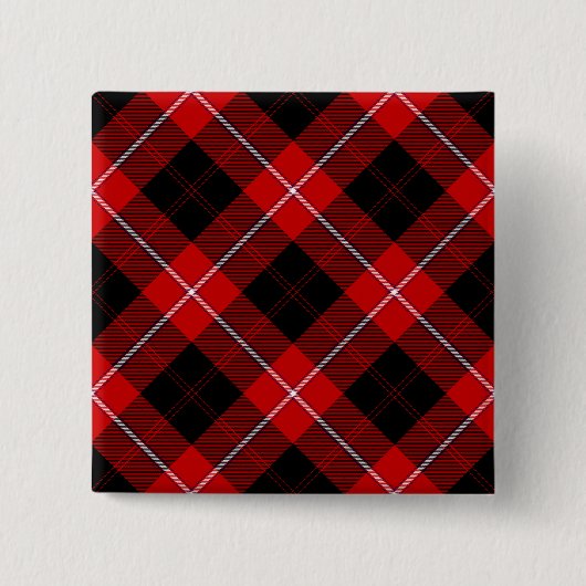 Cunningham Tartan Red Black Kariert Button (Vorderseite)
