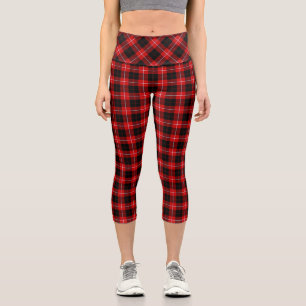 Cunningham Tartan Red Black Kariert Capri Leggings