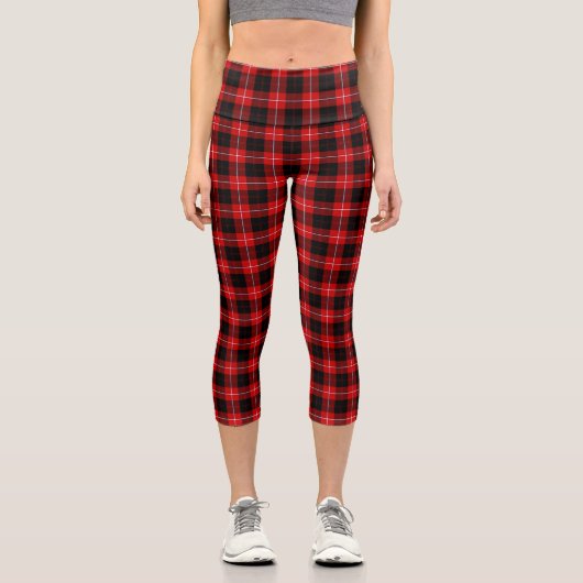 Cunningham Tartan Red Black Kariert Capri Leggings (Vorderseite)