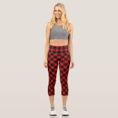 Cunningham Tartan Red Black Kariert Capri Leggings (Vorderseite)