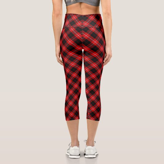Cunningham Tartan Red Black Kariert Capri Leggings (Rückseite)