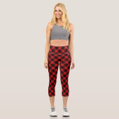 Cunningham Tartan Red Black Kariert Capri Leggings (Vorderseite)