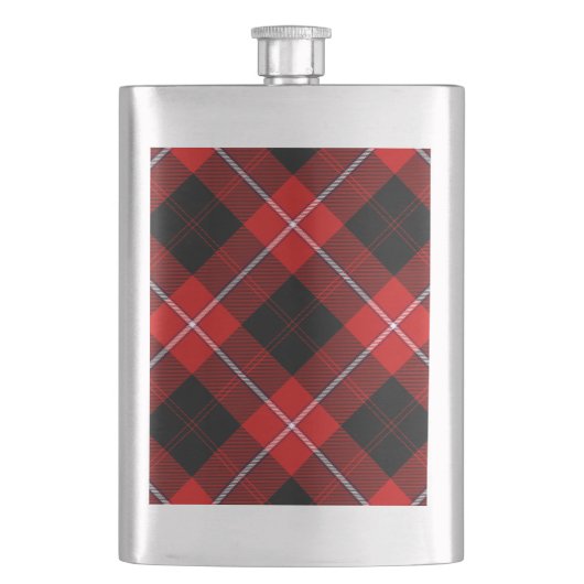 Cunningham Tartan Red Black Kariert Flachmann (Vorderseite)
