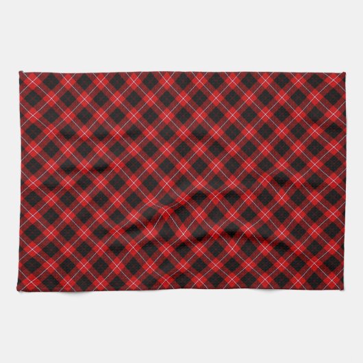 Cunningham Tartan Red Black Kariert Handtuch (Horizontal)