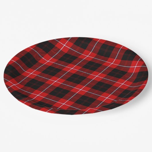 Cunningham Tartan Red Black Kariert Pappteller (Schrägansicht)
