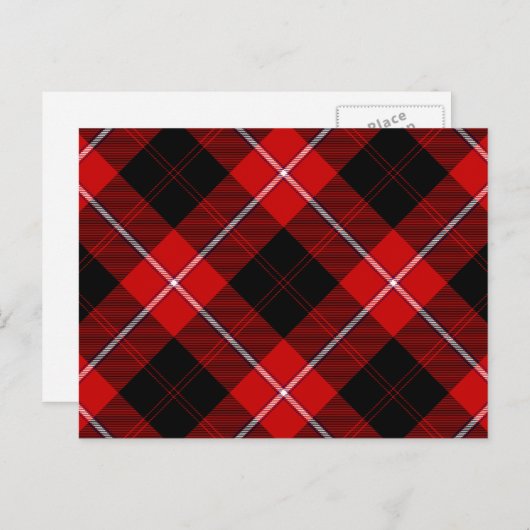 Cunningham Tartan Red Black Kariert Postkarte (Vorne/Hinten)