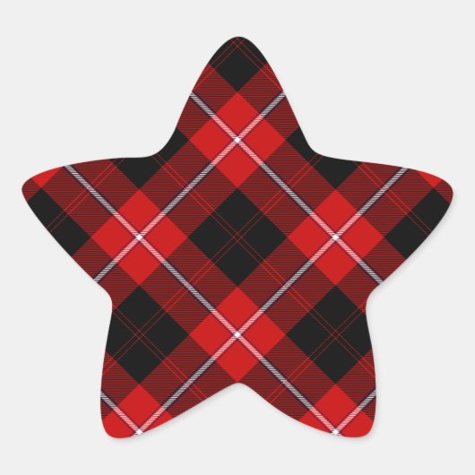 Cunningham Tartan Red Black Kariert Stern-Aufkleber (Vorderseite)
