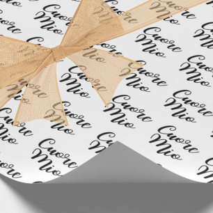 Cuore Mio (Mein Herz) Chic Black Script Wiederholu Geschenkpapier