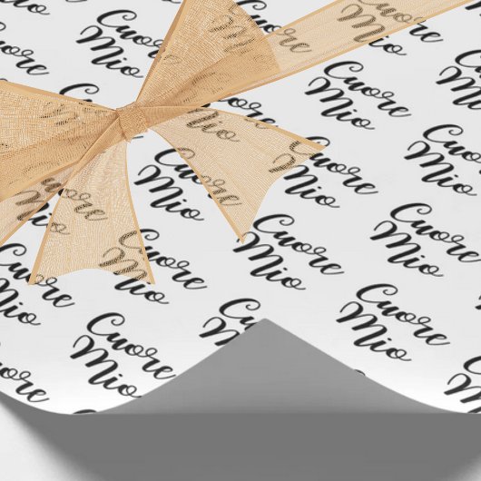 Cuore Mio (Mein Herz) Chic Black Script Wiederholu Geschenkpapier