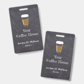Cup auf Chalkboard Kaffee Shop Mitarbeiter Ausweis (Vorder- & Rückseite)