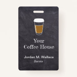 Cup auf Chalkboard Kaffee Shop Mitarbeiter Ausweis