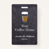Cup auf Chalkboard Kaffee Shop Mitarbeiter Ausweis (Rückseite)