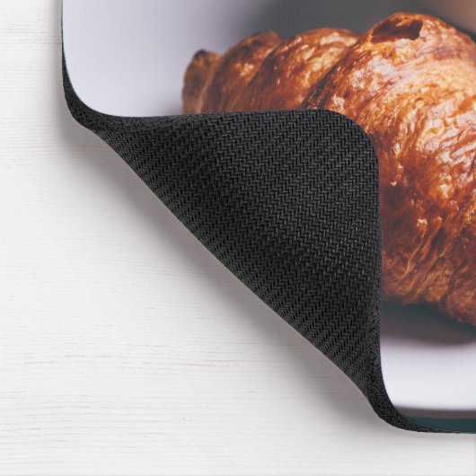 Cup Black Coffee and Fresh Croissant Mousepad (Ecke)