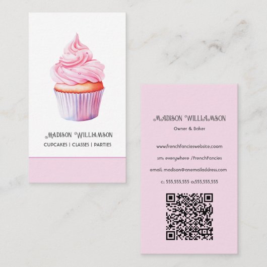 Cup Cake | Baker Koch Catering ODER Code Visitenkarte (Vorne/Hinten)