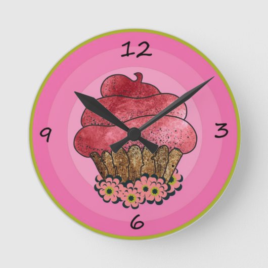 Cup Cake Clock Runde Wanduhr (Vorderseite)