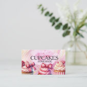 Cup cakes Baker Bakery Treats Pink Visitenkarte (Stehend Vorderseite)