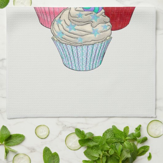 Cup Cakes Geschirrtuch (Gefaltet)