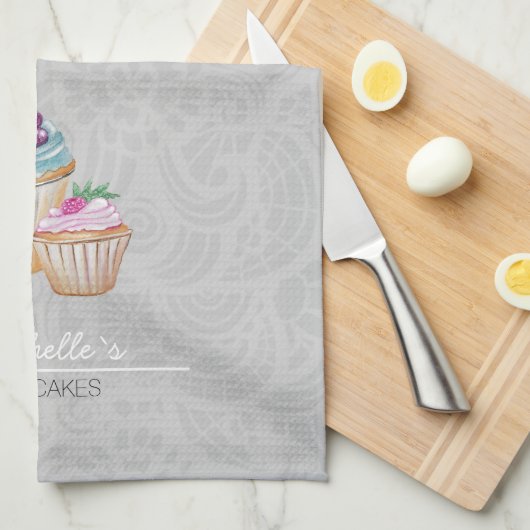 Cup Cakes und Frucht Wasserfarbe Geschirrtuch (Viertel Falte)