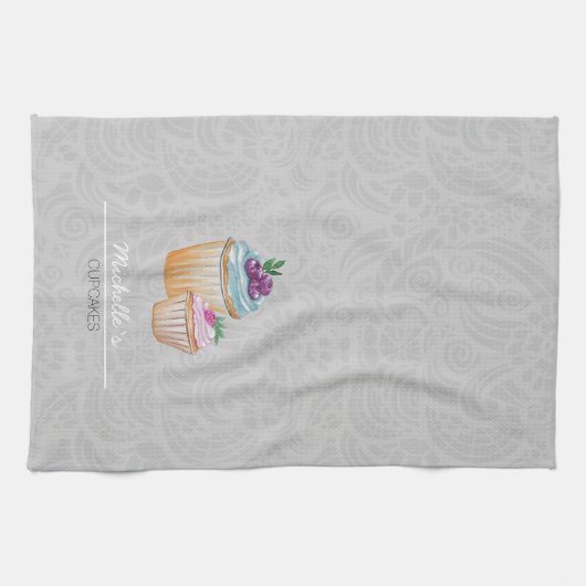 Cup Cakes und Frucht Wasserfarbe Geschirrtuch (Horizontal)