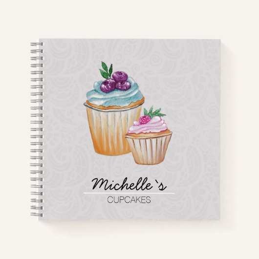Cup Cakes und Frucht Wasserfarben Muster Notizblock (Vorderseite)