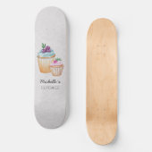 Cup Cakes und Frucht Wasserfarben Muster Skateboard (Vorderseite)