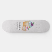 Cup Cakes und Frucht Wasserfarben Muster Skateboard (Horizontal)
