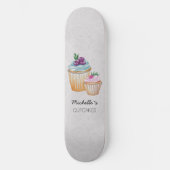 Cup Cakes und Frucht Wasserfarben Muster Skateboard (Vorderseite)