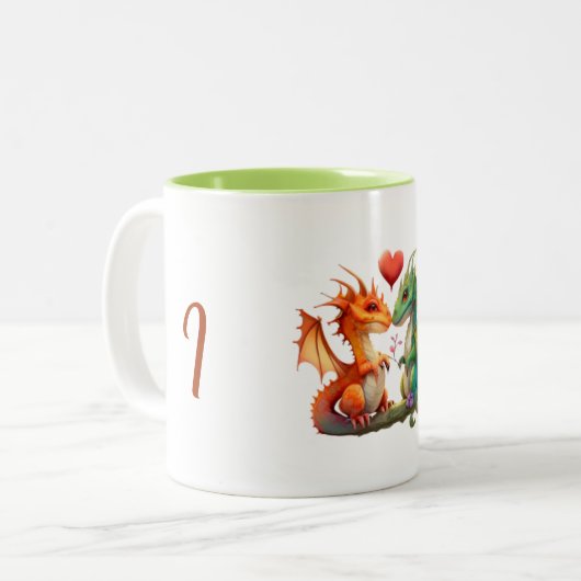 Cup - I Liebe U - Drachen Zweifarbige Tasse (Vorderseite Links)