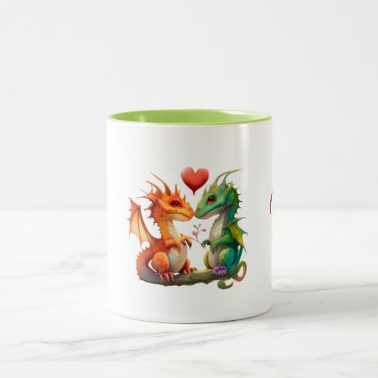 Cup - I Liebe U - Drachen Zweifarbige Tasse (Mittel)