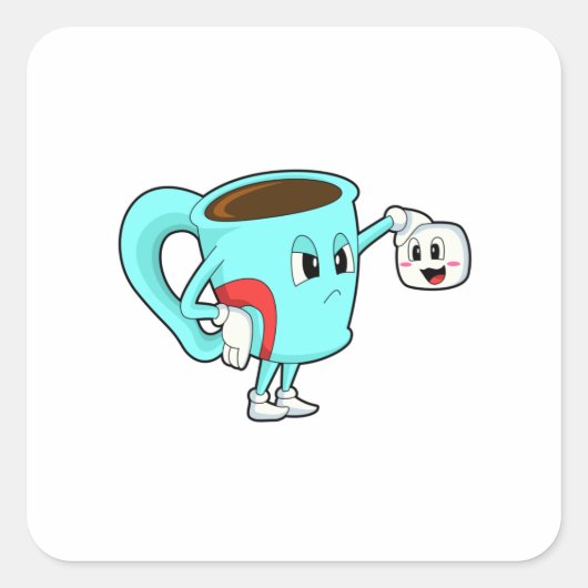 Cup mit Kaffee.PNG Quadratischer Aufkleber (Vorderseite)