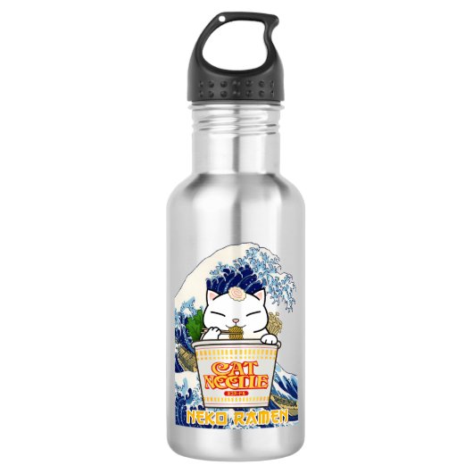 Cup Noodle Ramen Cat Edelstahlflasche (Vorderseite)