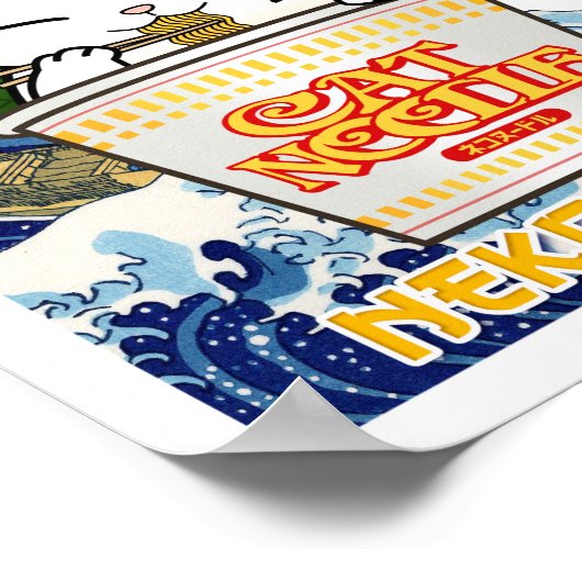 Cup Noodle Ramen Cat Poster (Ecke)