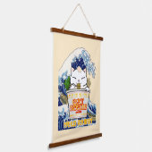 Cup Noodle Ramen Cat Wandteppich Mit Holzrahmen (Gewinkelt)