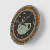 Cup O Kaffee Brot und Aquamarin Runde Wanduhr (Winkel)