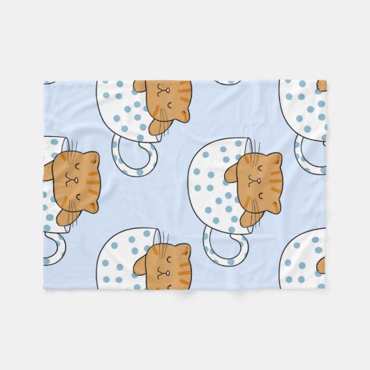 Cup of Cat-feine Kawaii Style Fleecedecke (Vorderseite (Horizontal))