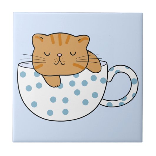 Cup of Cat-feine Kawaii Style Fliese (Vorderseite)
