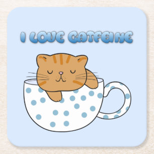 Cup of Cat-feine Kawaii Style Rechteckiger Pappuntersetzer