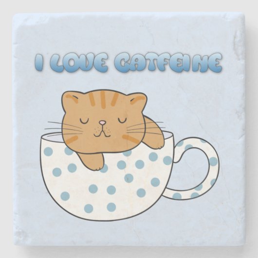 Cup of Cat-feine Kawaii Style Steinuntersetzer (Vorderseite)