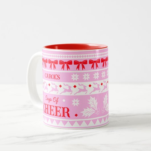 Cup of Cheer Festive Girly Weihnachts-Sweater Zweifarbige Tasse (Vorderseite Links)