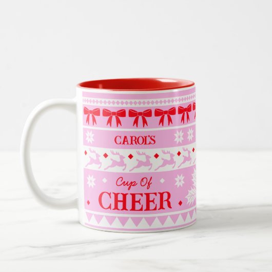 Cup of Cheer Festive Girly Weihnachts-Sweater Zweifarbige Tasse (Links)