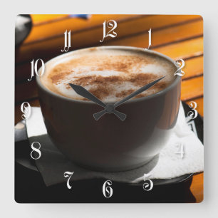 Cup of coffee quadratische wanduhr