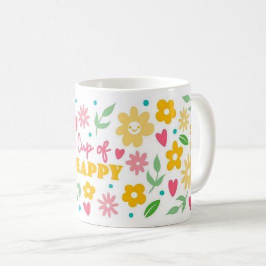Cup of Happy Floral Coffee Mug Kaffeetasse (VorderseiteRechts)