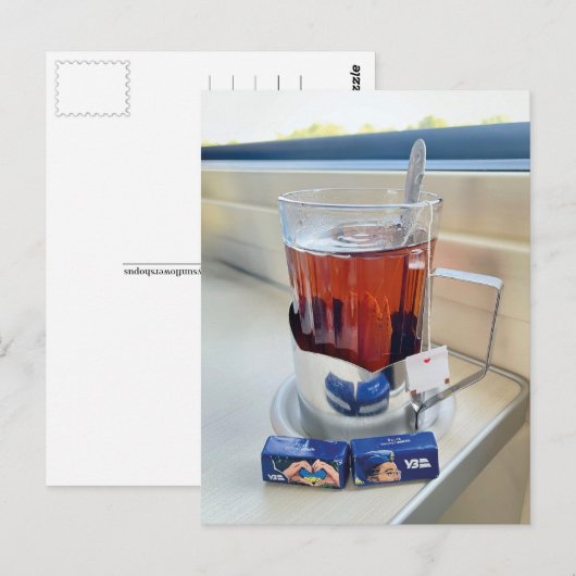 Cup of Hot Tea Train Ukraine Postkarte (Vorne/Hinten)