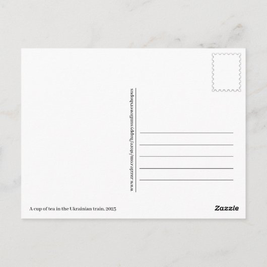 Cup of Hot Tea Train Ukraine Postkarte (Rückseite)